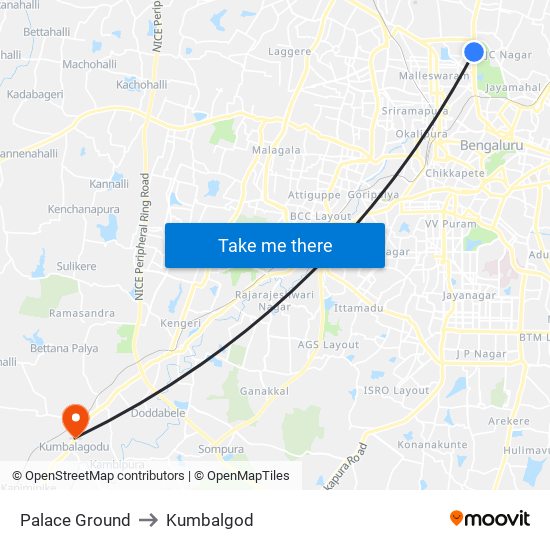 Palace Ground to Kumbalgod map