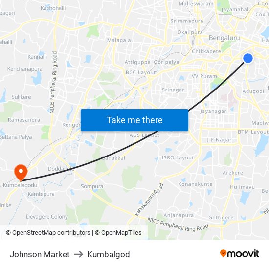 Johnson Market to Kumbalgod map