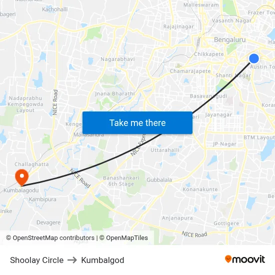 Shoolay Circle to Kumbalgod map
