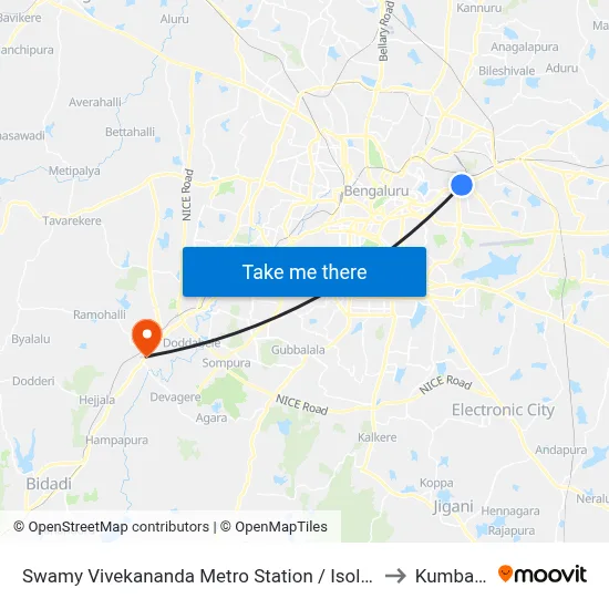 Swamy Vivekananda Metro Station / Isolation Hospital to Kumbalgod map