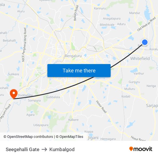 Seegehalli Gate to Kumbalgod map