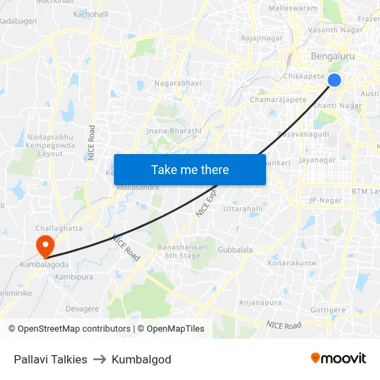 Pallavi Talkies to Kumbalgod map