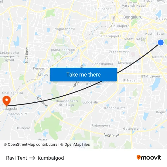 Ravi Tent to Kumbalgod map