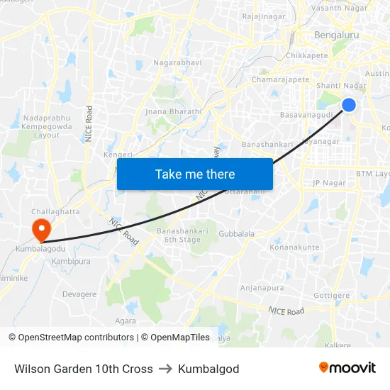 Wilson Garden 10th Cross to Kumbalgod map