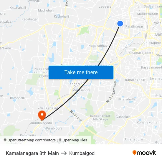 Kamalanagara 8th Main to Kumbalgod map