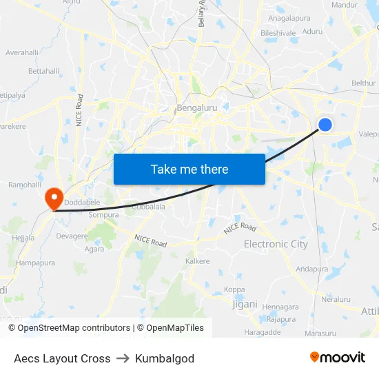 Aecs Layout Cross to Kumbalgod map
