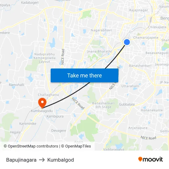 Bapujinagara to Kumbalgod map