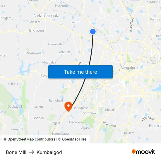 Bone Mill to Kumbalgod map