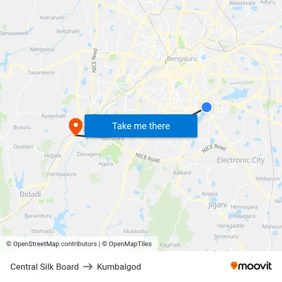 Central Silk Board to Kumbalgod map