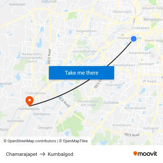 Chamarajapet to Kumbalgod map