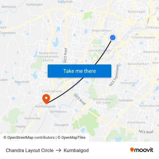 Chandra Layout Circle to Kumbalgod map