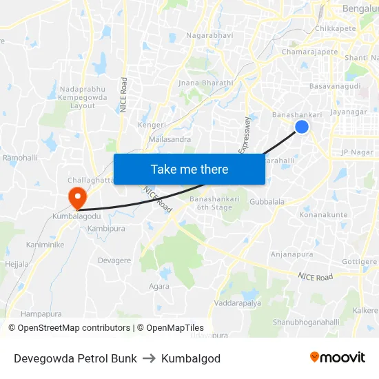 Devegowda Petrol Bunk to Kumbalgod map