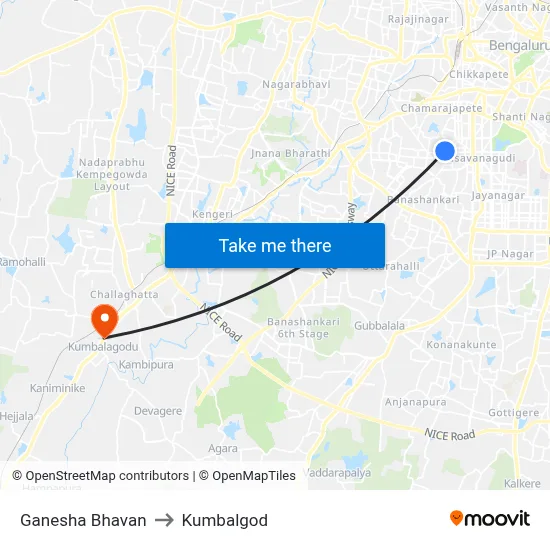Ganesha Bhavan to Kumbalgod map