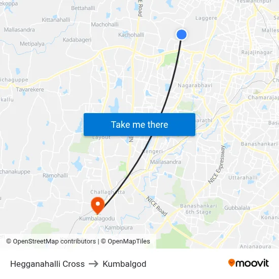 Hegganahalli Cross to Kumbalgod map