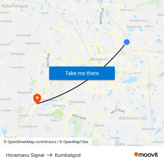 Horamavu Signal to Kumbalgod map