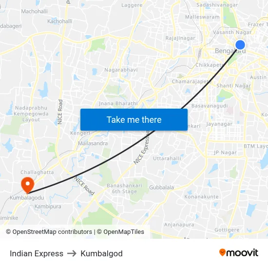 Indian Express to Kumbalgod map