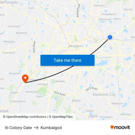 Iti Colony Gate to Kumbalgod map