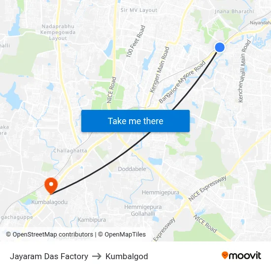 Jayaram Das Factory to Kumbalgod map