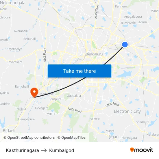 Kasthurinagara to Kumbalgod map