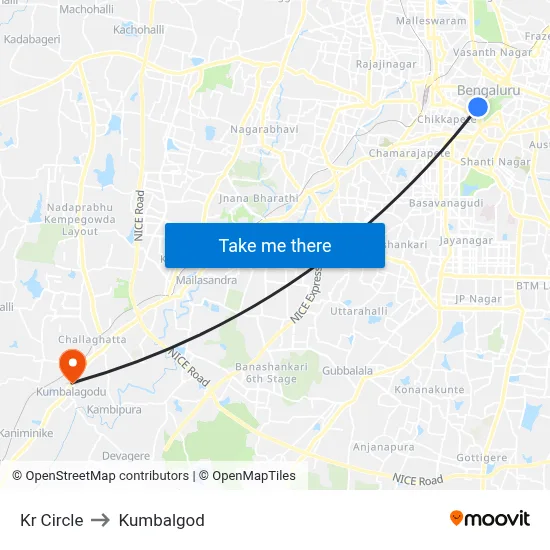 Kr Circle to Kumbalgod map
