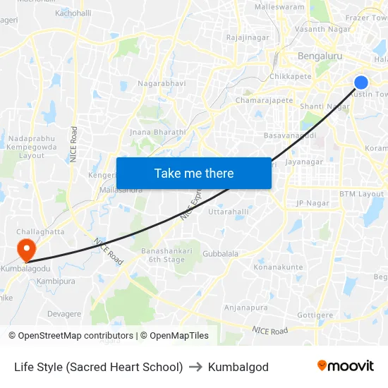 Life Style (Sacred Heart School) to Kumbalgod map