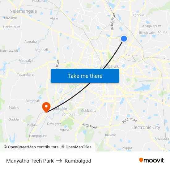 Manyatha Tech Park to Kumbalgod map