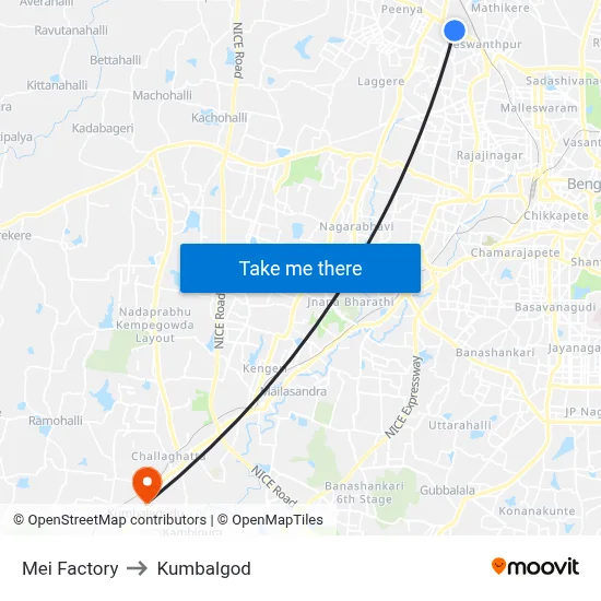 Mei Factory to Kumbalgod map