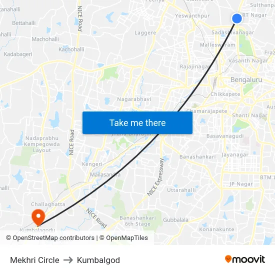 Mekhri Circle to Kumbalgod map