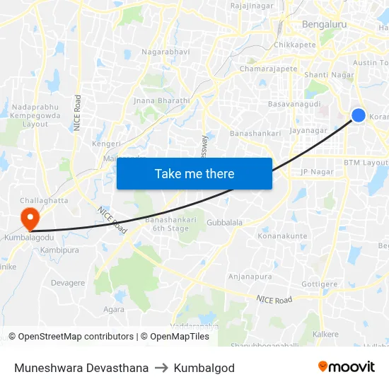 Muneshwara Devasthana to Kumbalgod map