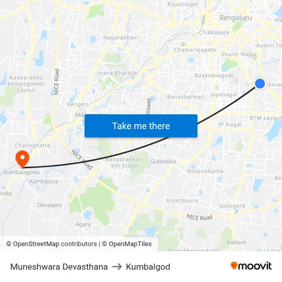 Muneshwara Devasthana to Kumbalgod map