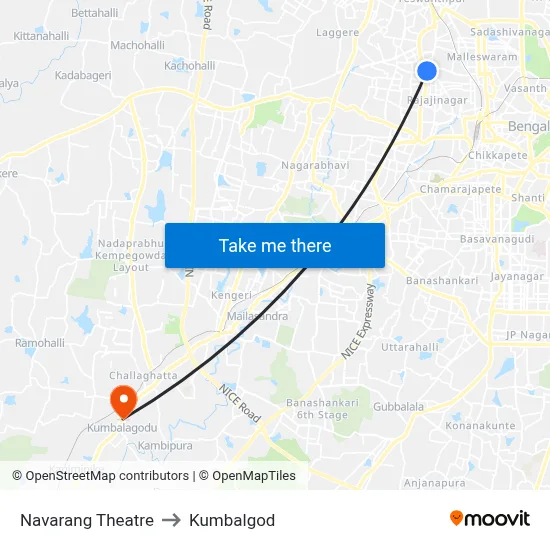 Navarang Theatre to Kumbalgod map