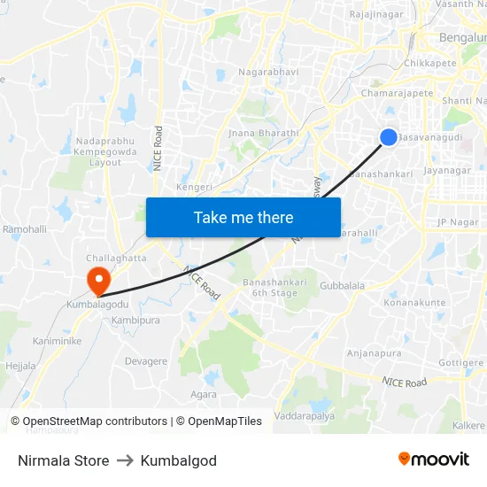 Nirmala Store to Kumbalgod map