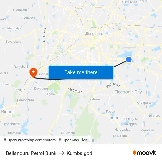 Bellanduru Petrol Bunk to Kumbalgod map