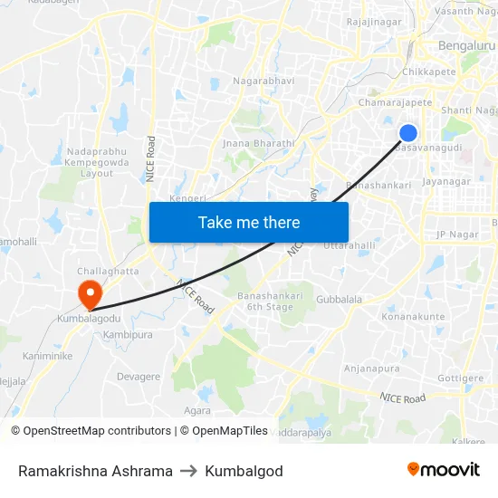 Ramakrishna Ashrama to Kumbalgod map
