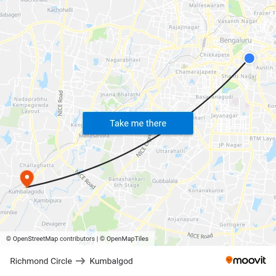 Richmond Circle to Kumbalgod map