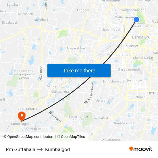 Rm Guttahalli to Kumbalgod map