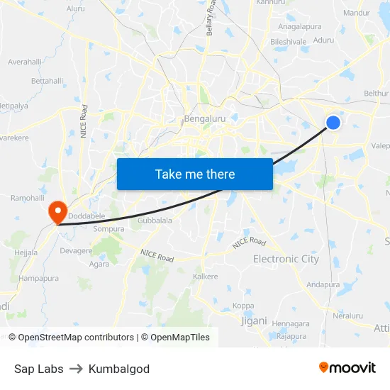Sap Labs to Kumbalgod map