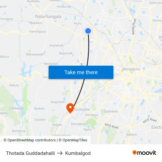 Thotada Guddadahalli to Kumbalgod map