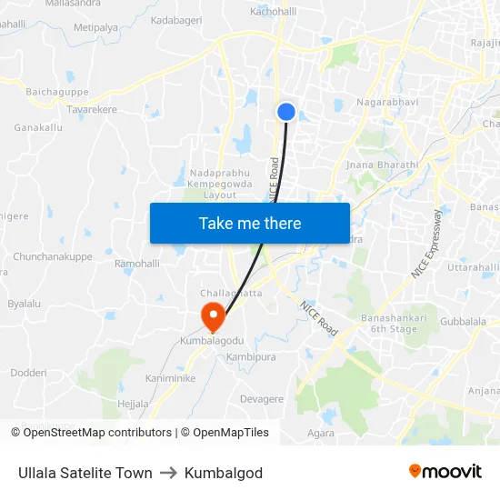 Ullala Satelite Town to Kumbalgod map