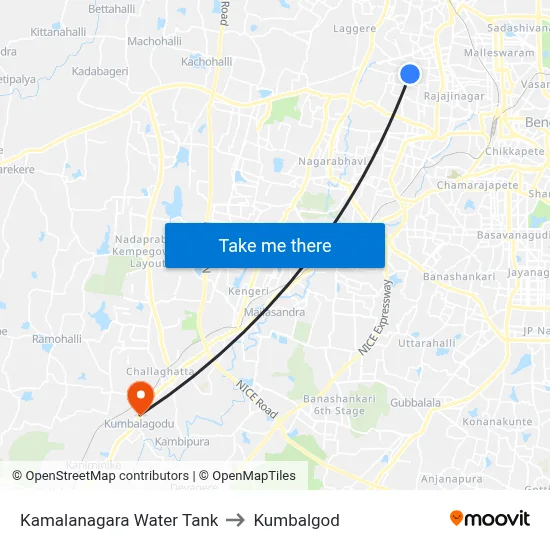 Kamalanagara Water Tank to Kumbalgod map