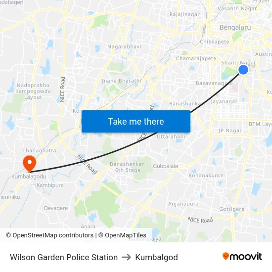 Wilson Garden Police Station to Kumbalgod map