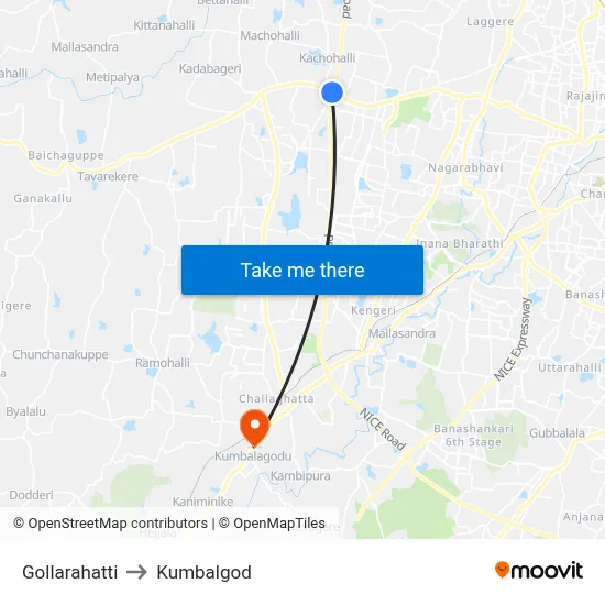 Gollarahatti to Kumbalgod map