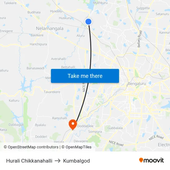 Hurali Chikkanahalli to Kumbalgod map