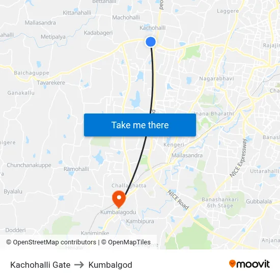 Kachohalli Gate to Kumbalgod map