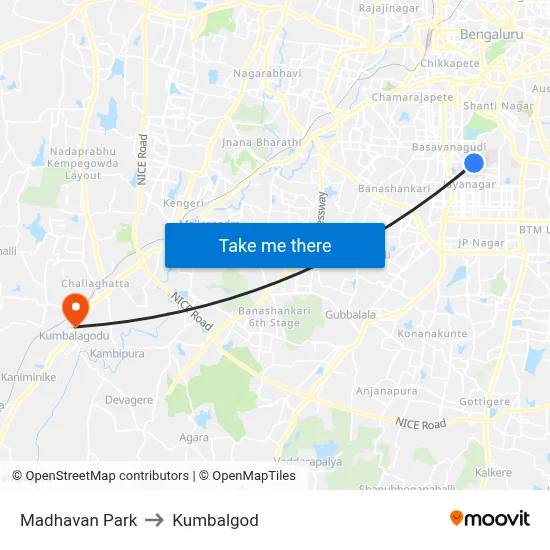 Madhavan Park to Kumbalgod map