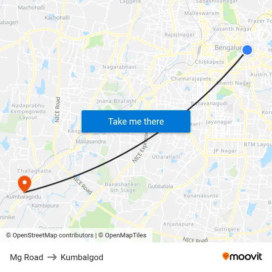 Mg Road to Kumbalgod map