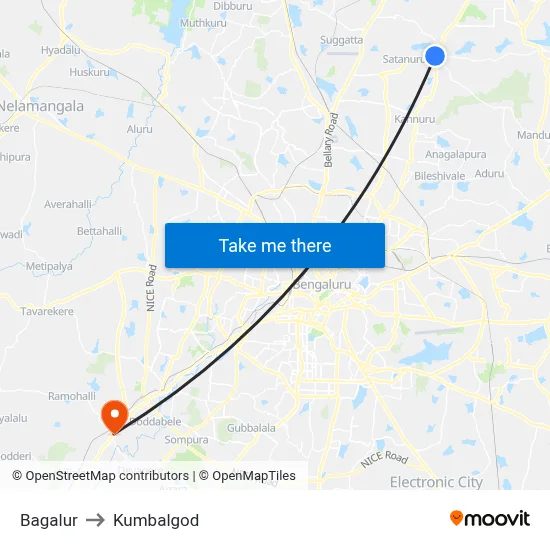 Bagalur to Kumbalgod map