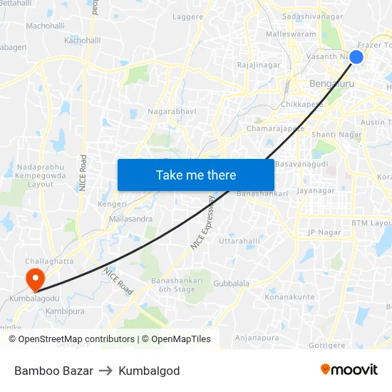 Bamboo Bazar to Kumbalgod map