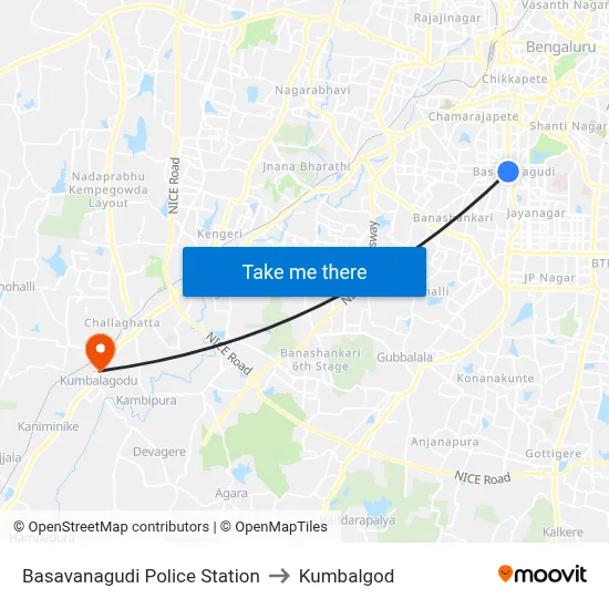 Basavanagudi Police Station to Kumbalgod map
