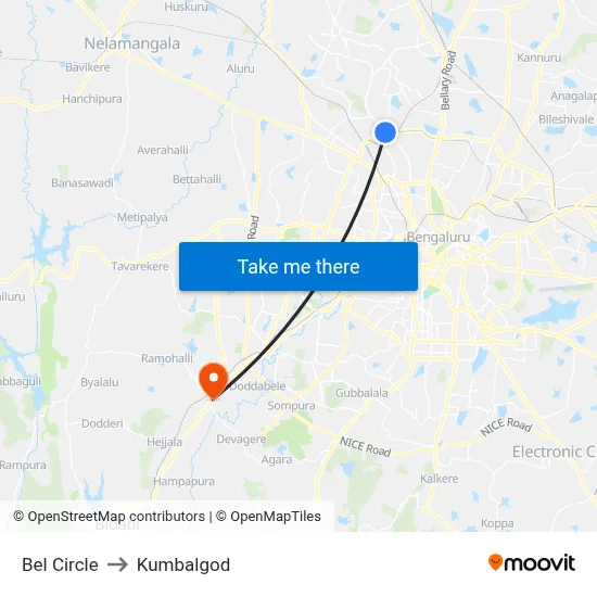 Bel Circle to Kumbalgod map